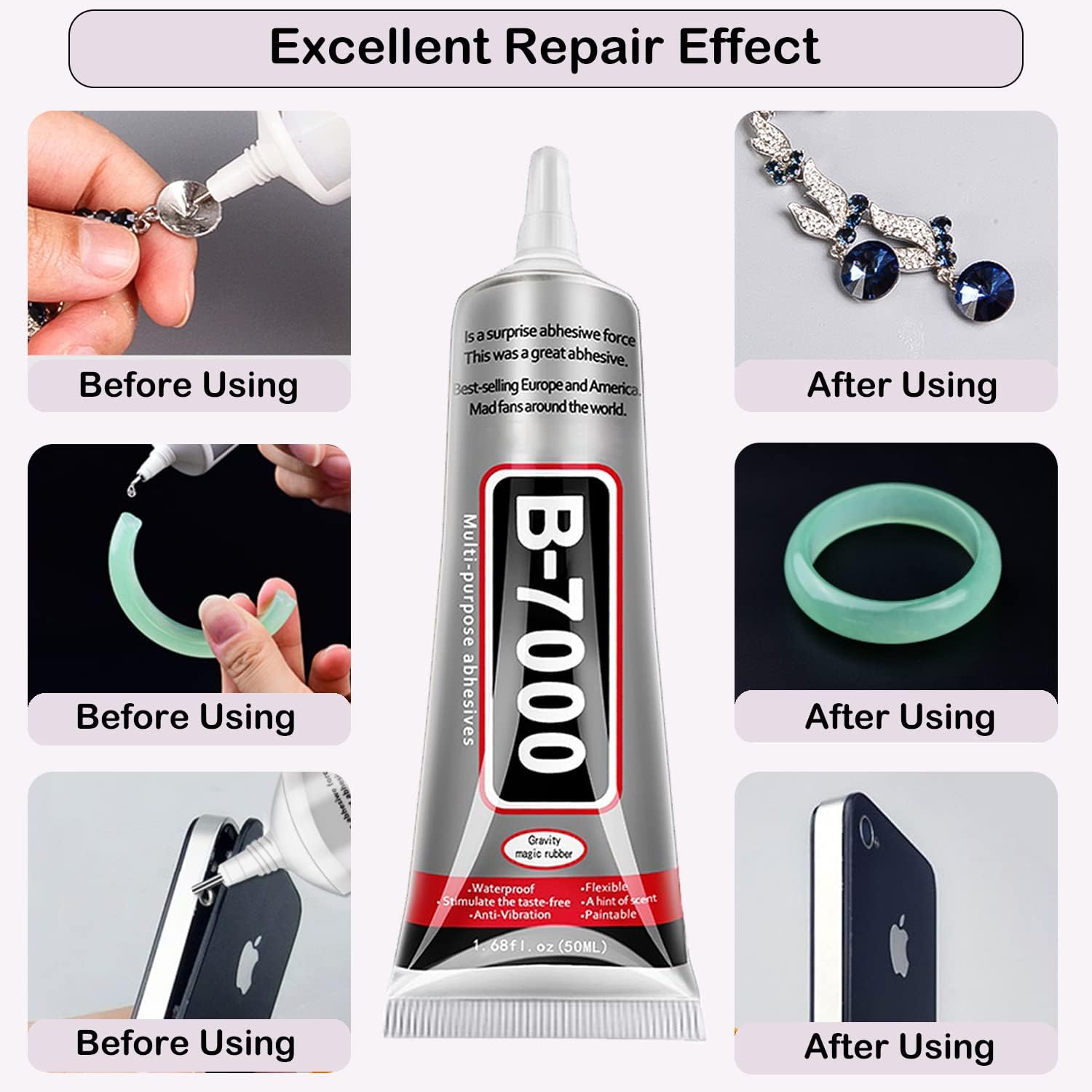 Fittdyhe B-7000 Clear Adhesive Glue 50ml - Close-up