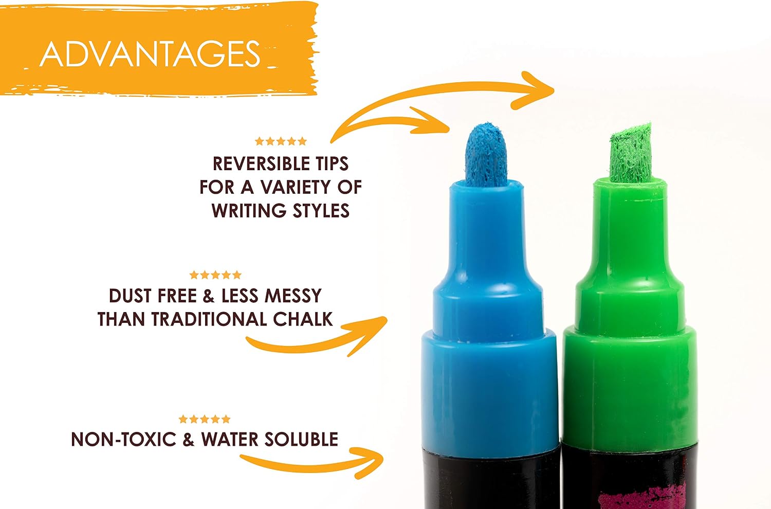 Bandle B. Erasable Chalk Markers, 8 Vibrant Colors - Detail view