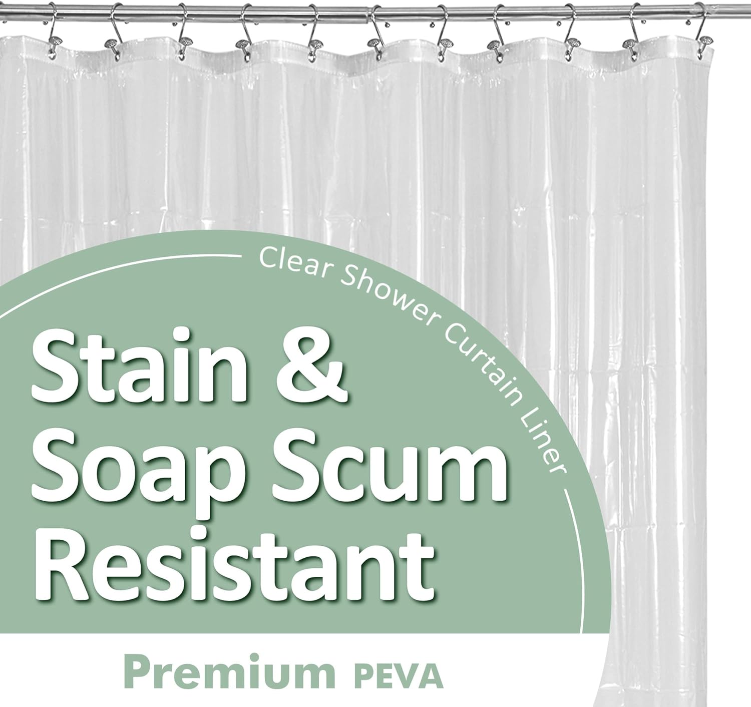 Barossa Clear PEVA Shower Curtain Liner