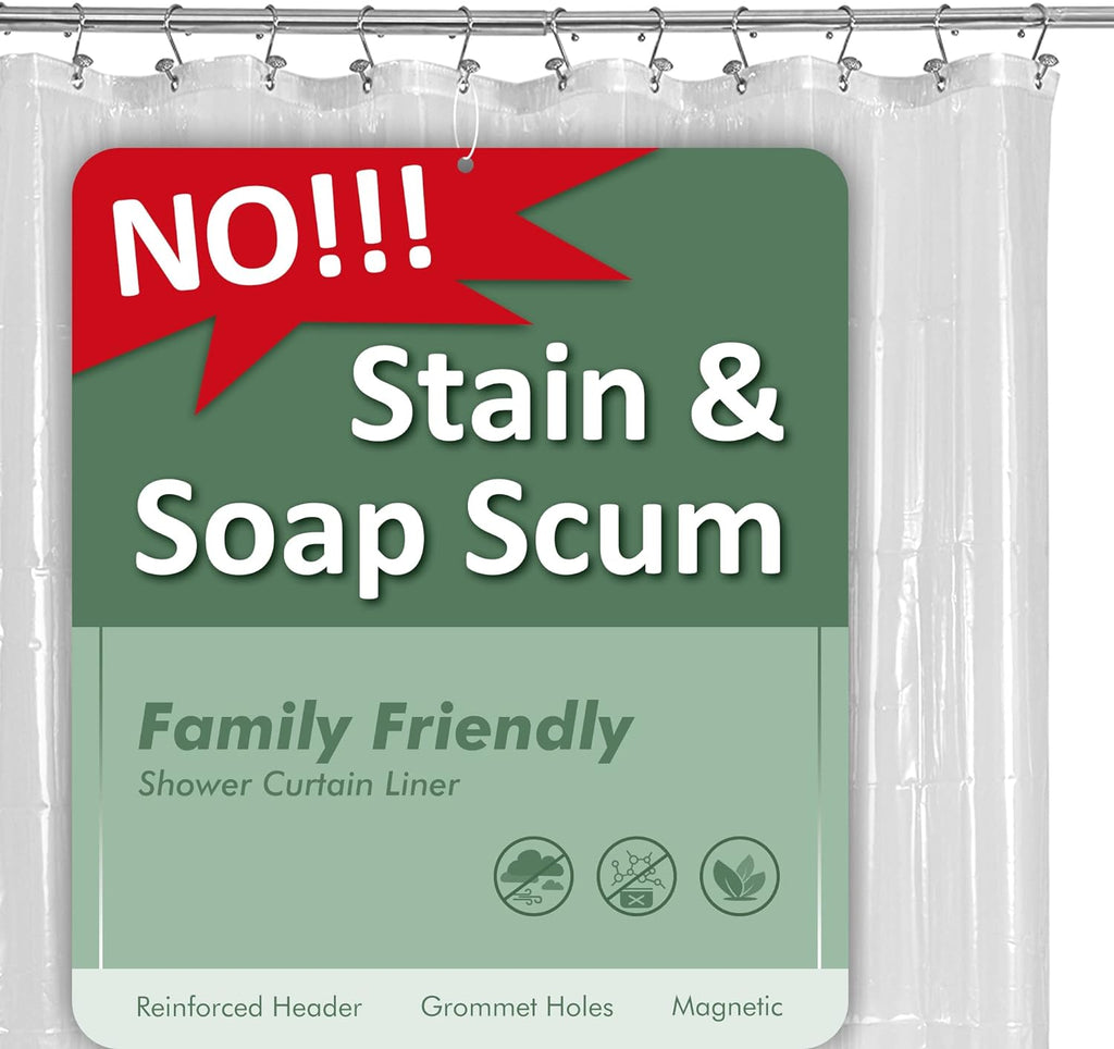 Barossa Clear PEVA Shower Curtain Liner - Detail view