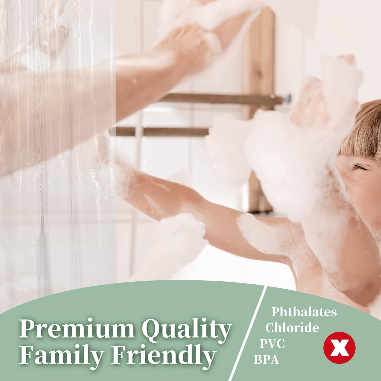 Barossa Clear PEVA Shower Curtain Liner - Alternate angle