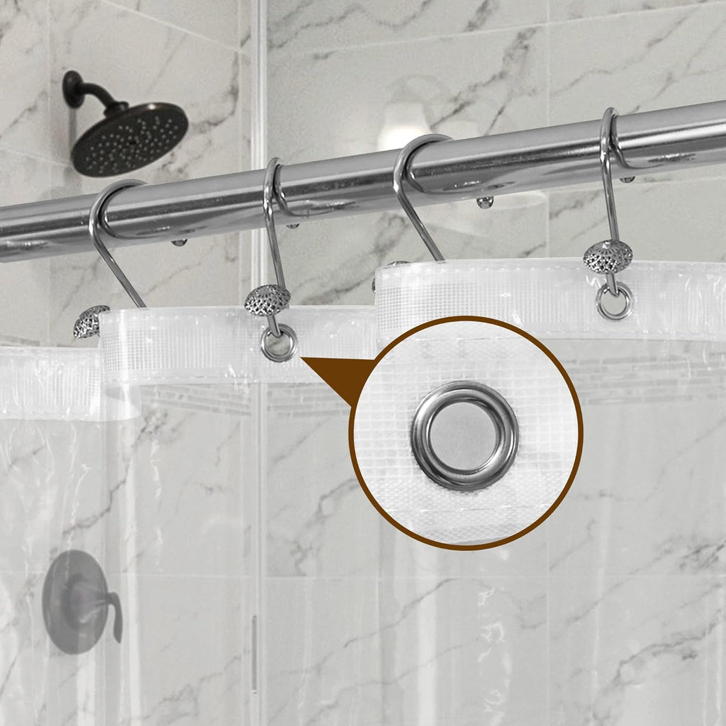 Barossa Clear PEVA Shower Curtain Liner - In use