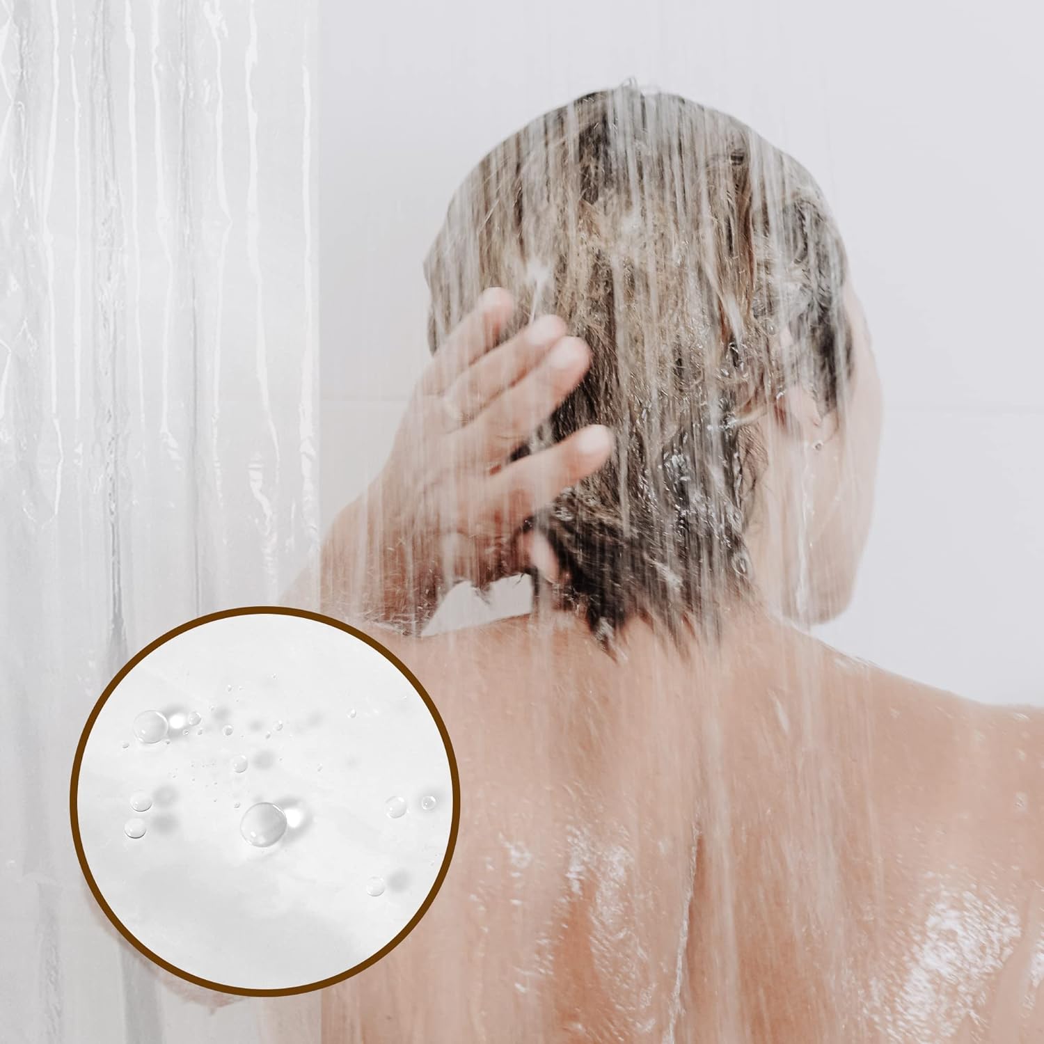 Barossa Clear PEVA Shower Curtain Liner - Feature highlight