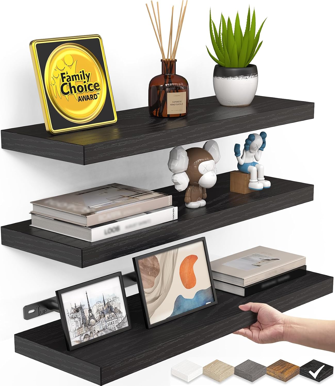 Bayka Rustic Wood Floating Shelves Set of 3