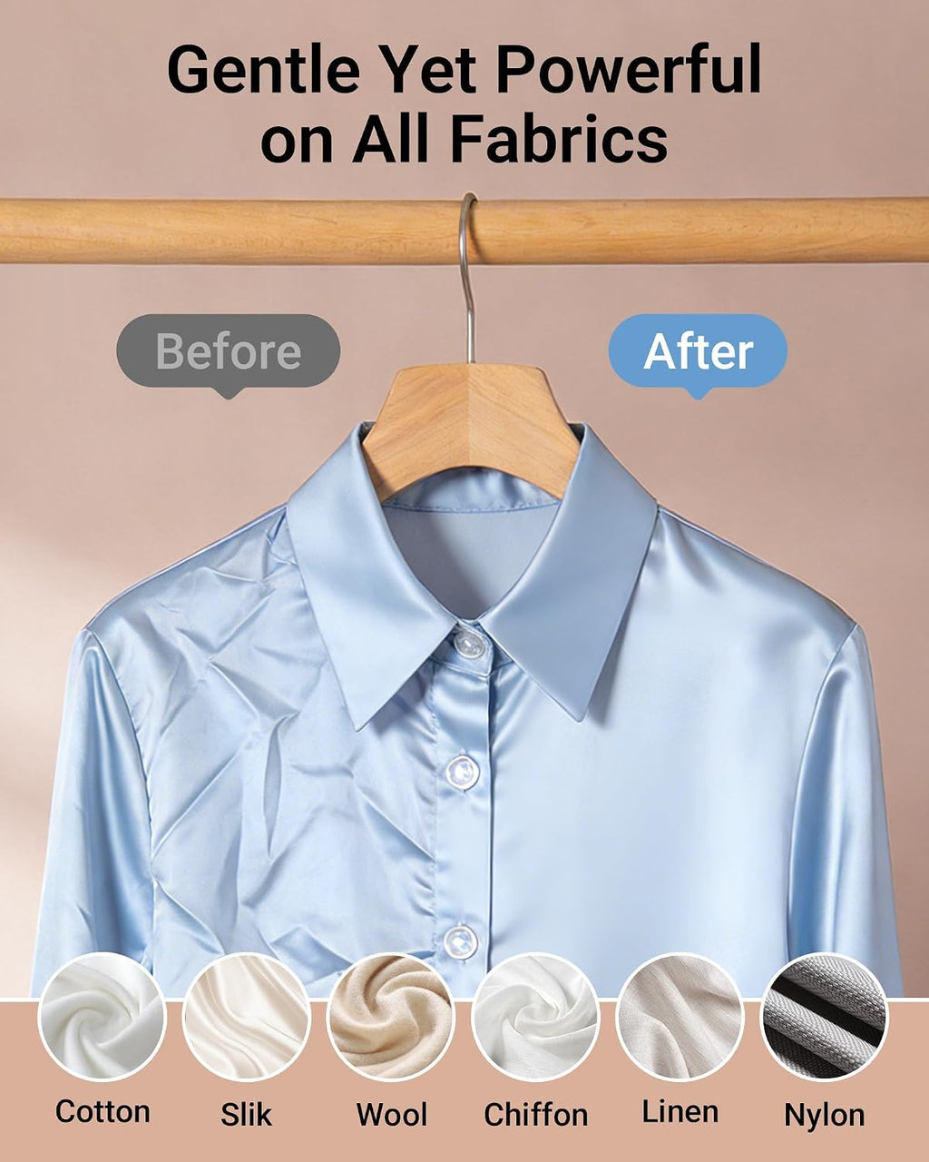 1300W Clothes Steamer, 25s Heat-Up, 230ml Tank - In use