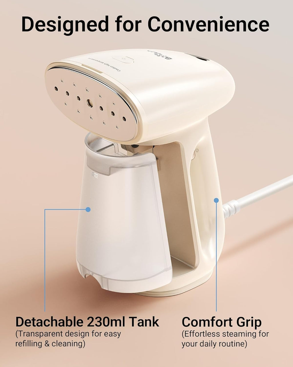 1300W Clothes Steamer, 25s Heat-Up, 230ml Tank - Additional view