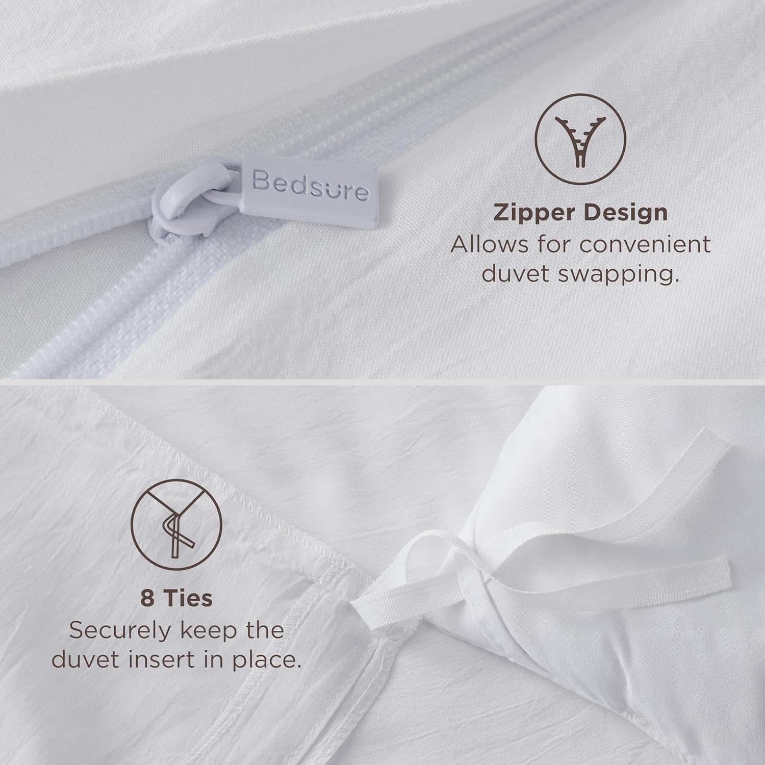 Bedsure White Queen Duvet Cover Set, 3-Piece - In use
