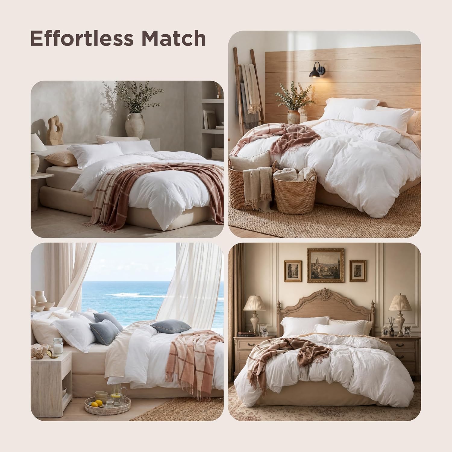 Bedsure White Queen Duvet Cover Set, 3-Piece - Packaging