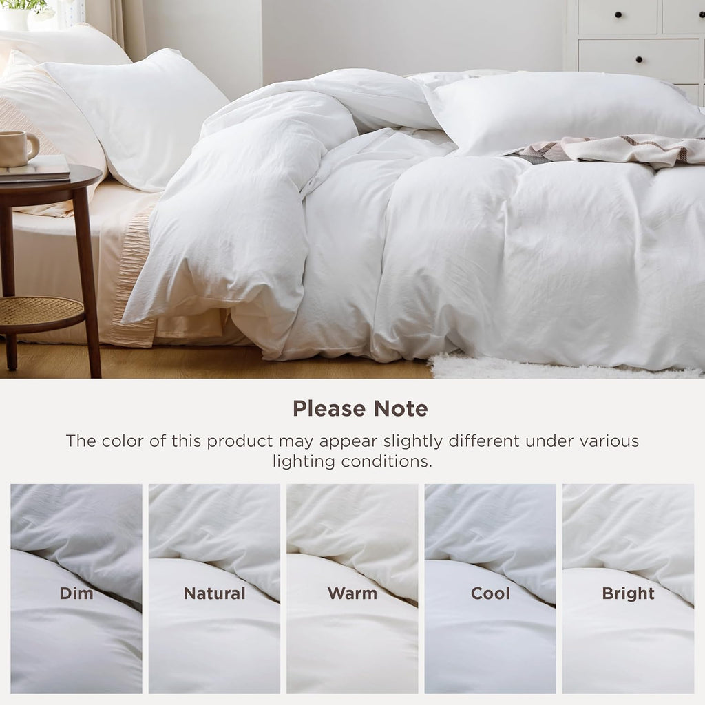 Bedsure White Queen Duvet Cover Set, 3-Piece - Additional view
