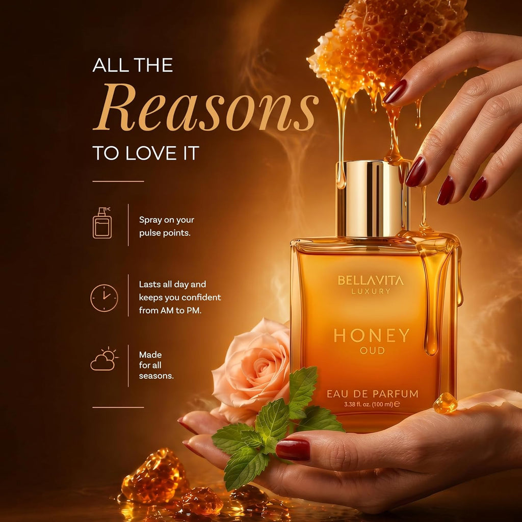 Bellavita Honey Oud Eau de Parfum, 100ml - Size reference