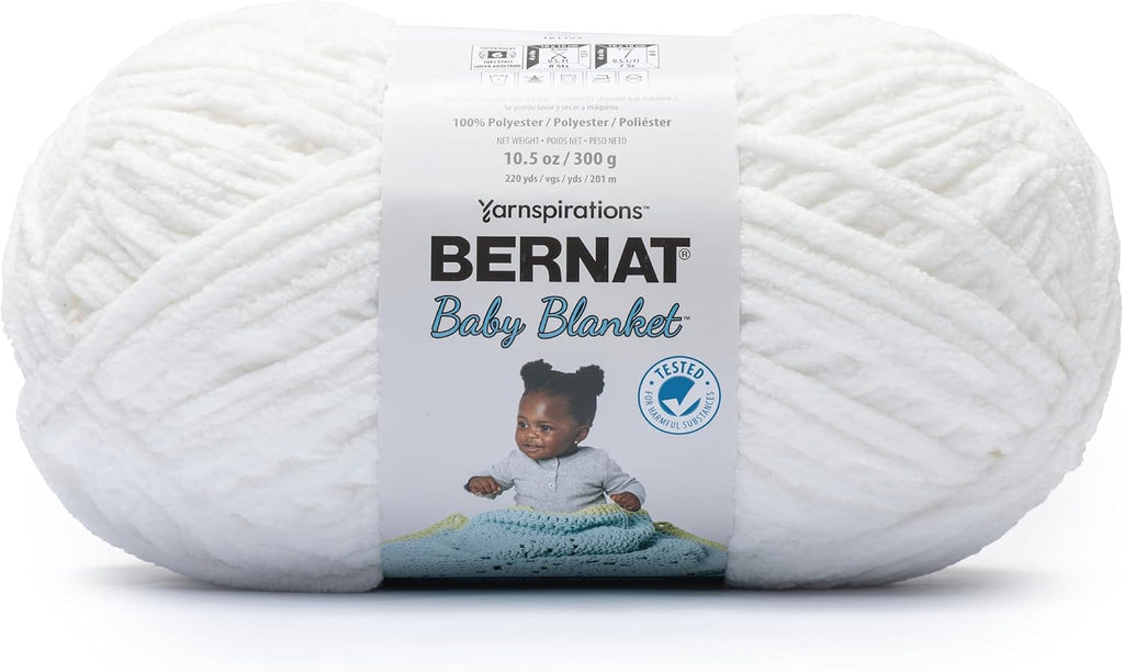 Bernat Baby Blanket BB White Yarn, 10.5 oz