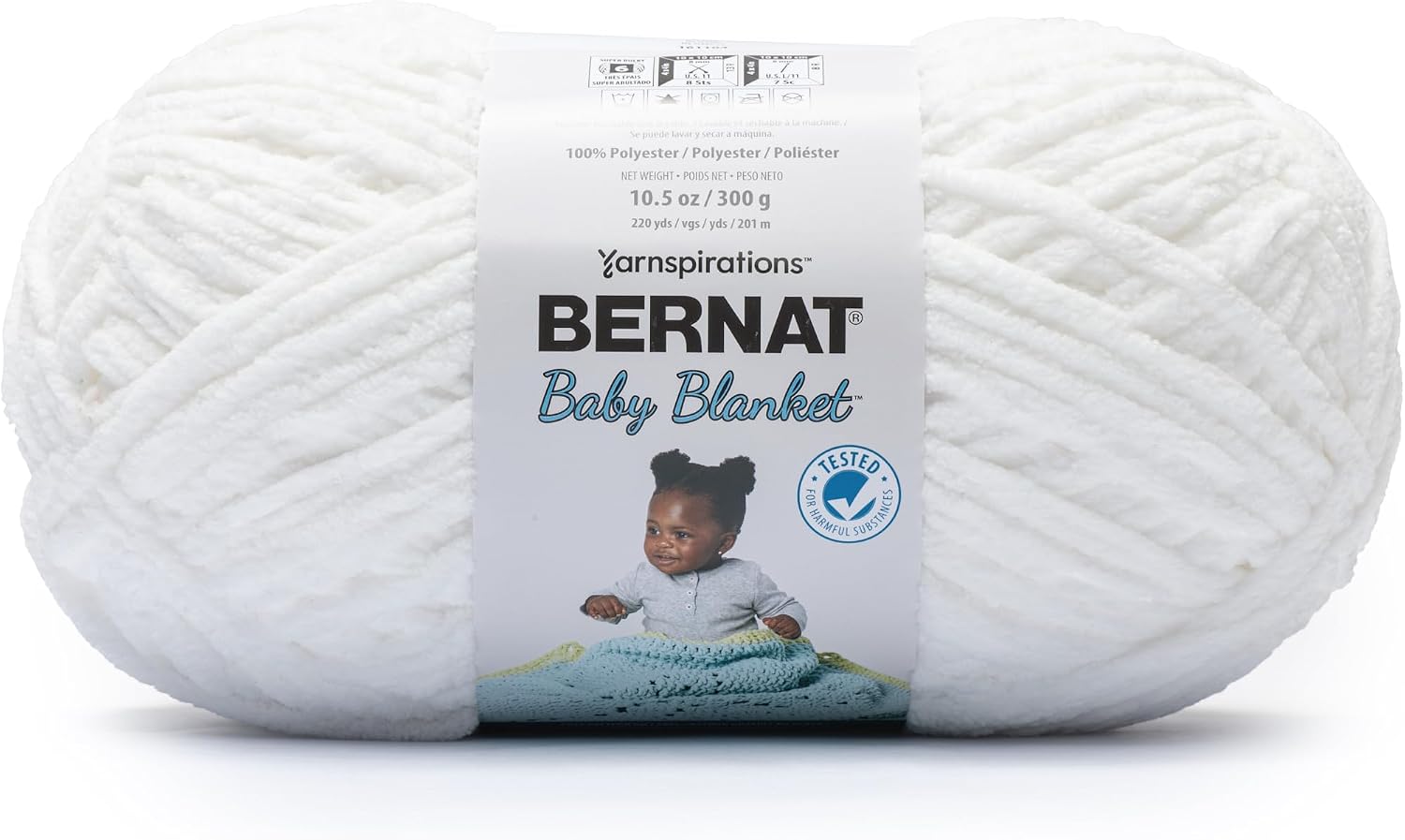 Bernat Baby Blanket BB White Yarn, 10.5 oz