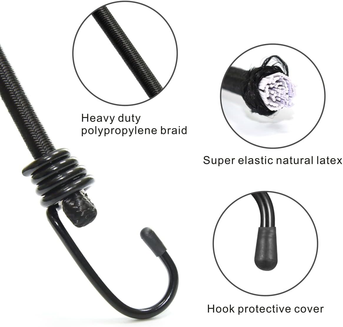 Bexsle Heavy Duty Bungee Cords with Hooks - Alternate angle
