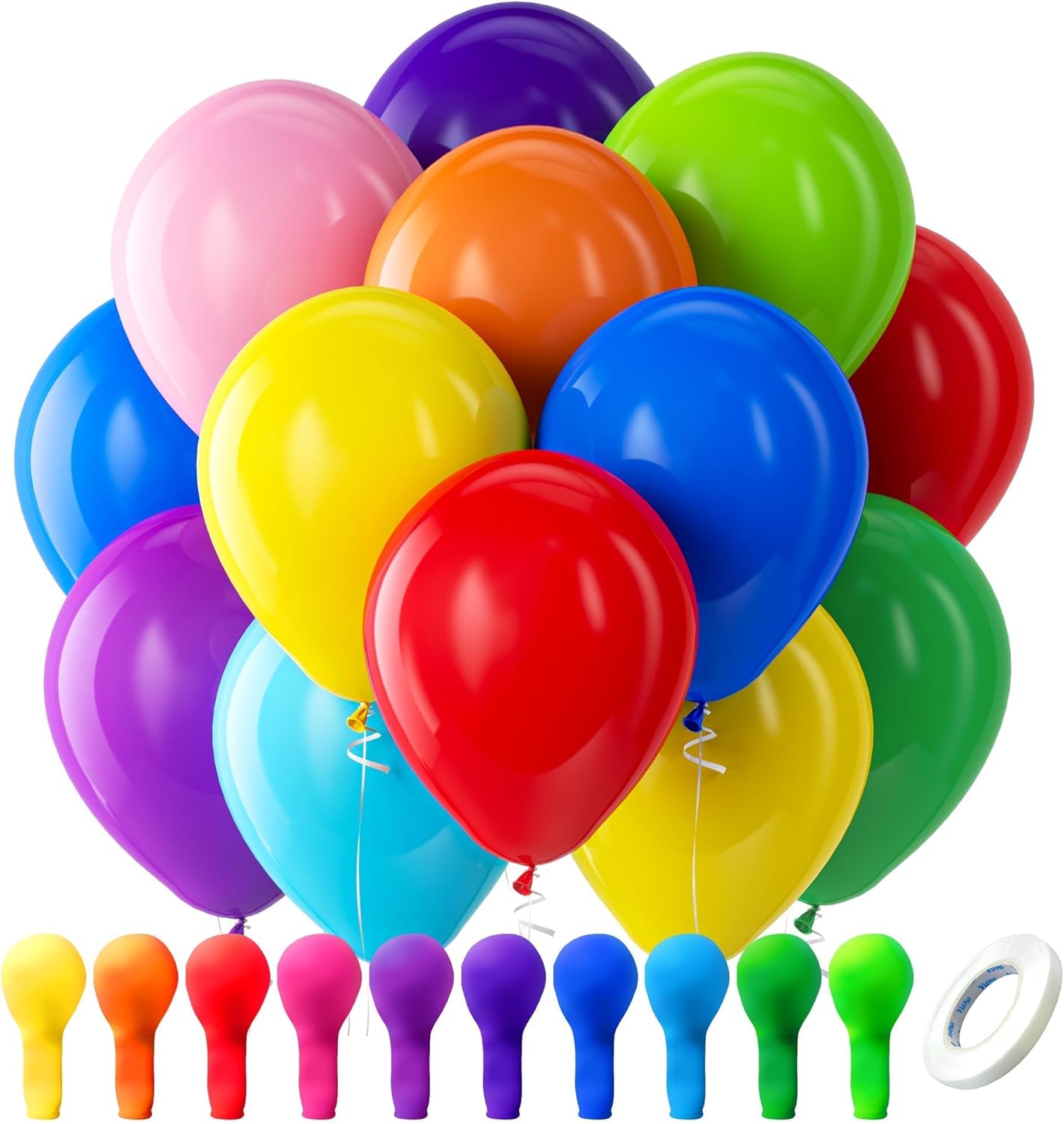 Bezente Rainbow Latex Balloons, 100 Pack 12 Inch