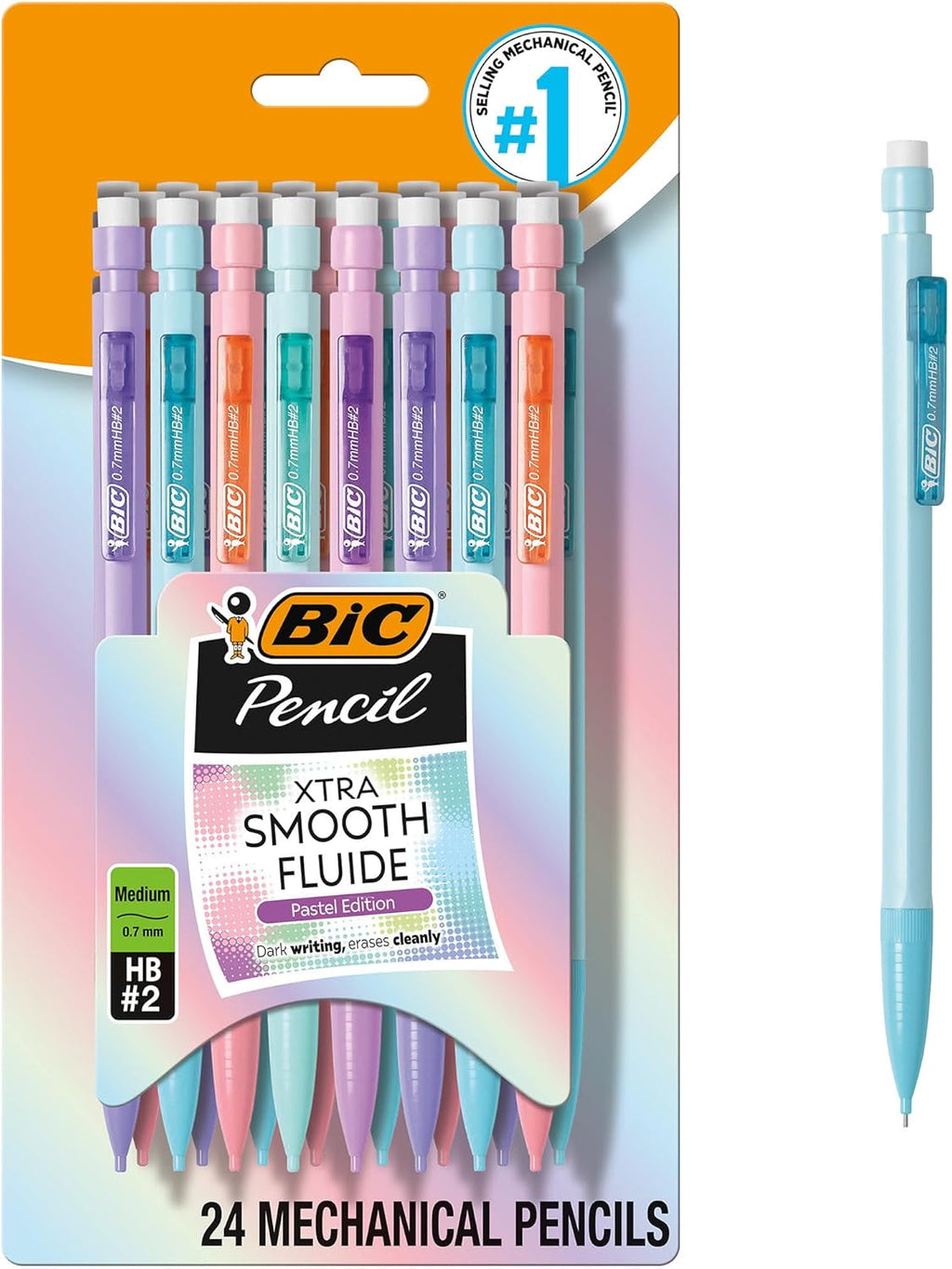 BIC Xtra-Smooth Pastel Mechanical Pencils, 24-Count