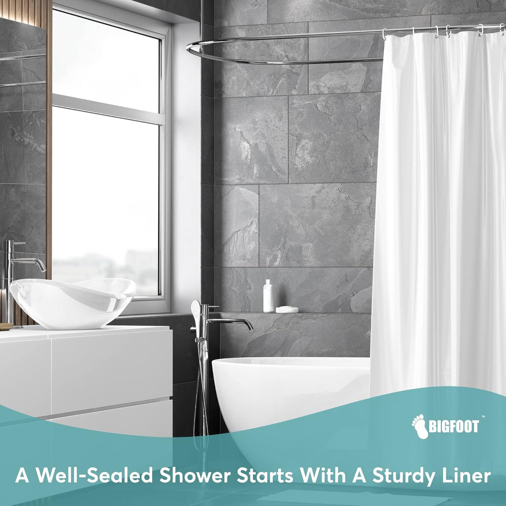 BigFoot Clear Shower Curtain, 72x72 PEVA Waterproof - Detail view