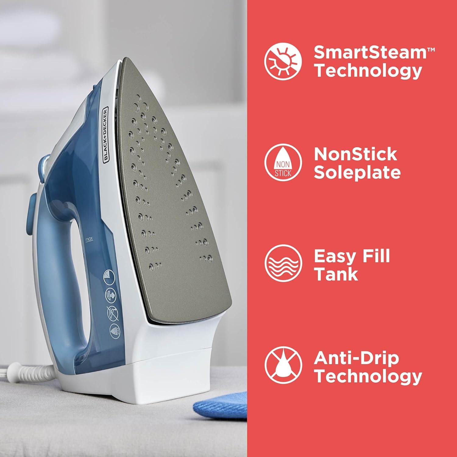 BLACK+DECKER Easy Steam Compact Iron, 1200W - Detail view