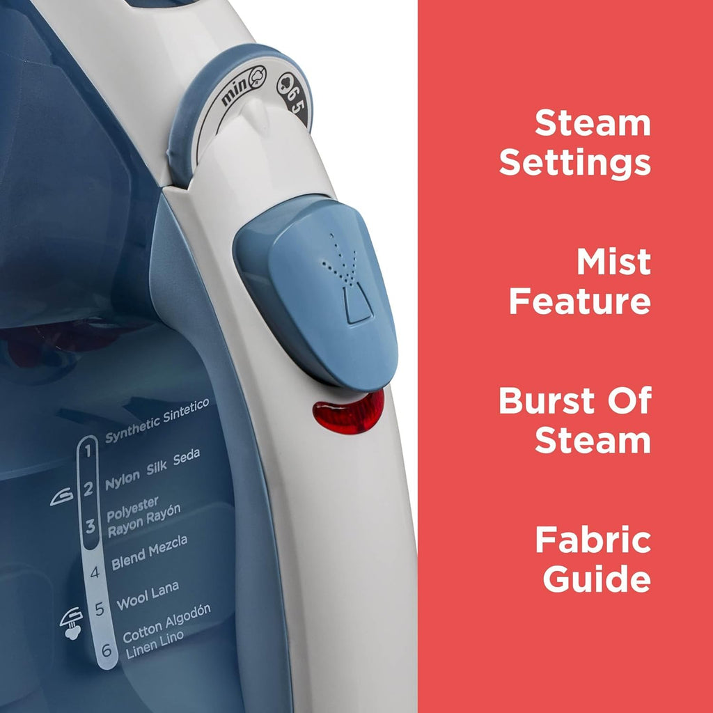 BLACK+DECKER Easy Steam Compact Iron, 1200W - Size reference