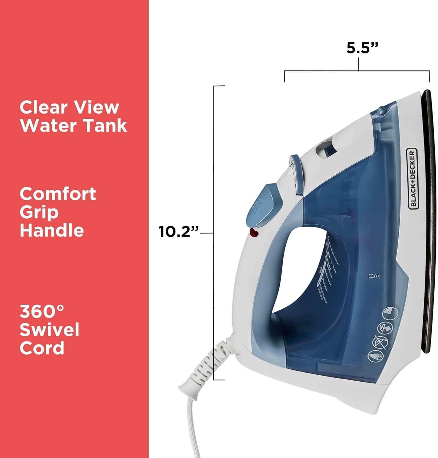 BLACK+DECKER Easy Steam Compact Iron, 1200W - Additional view