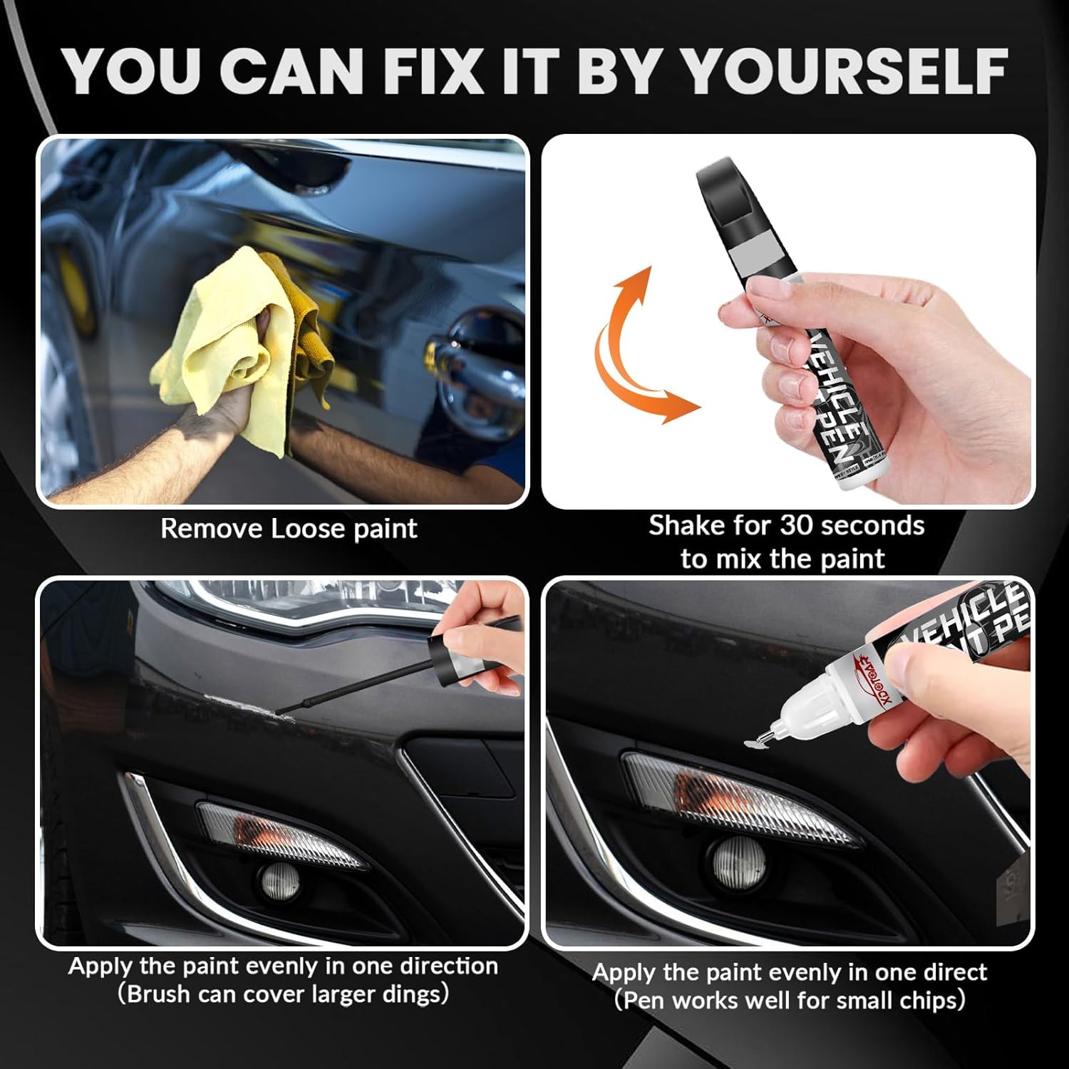 xdotoar Black Car Touch Up Paint, Quick Dry - Size reference
