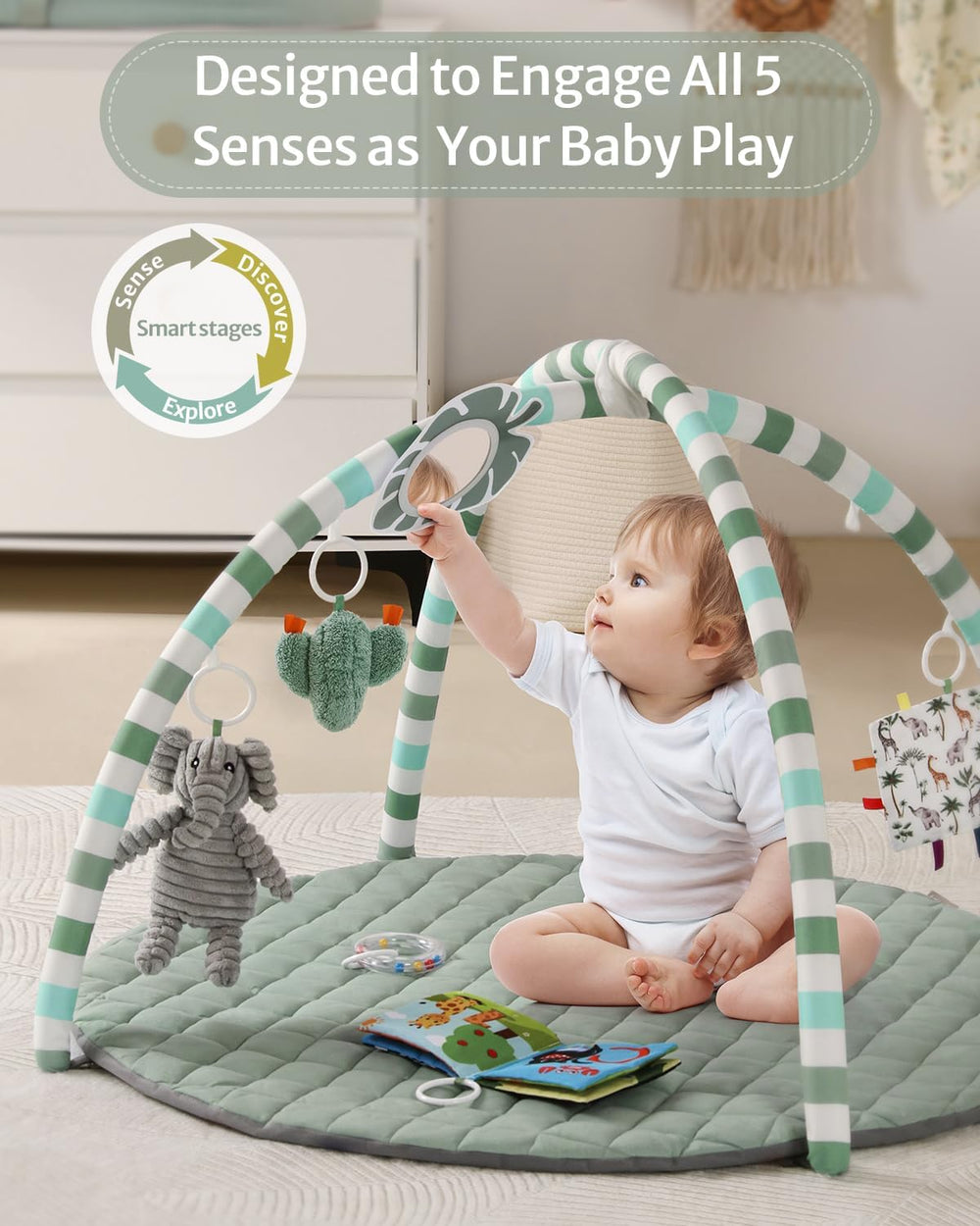Blissful Diary Baby Play Gym Mat, 6 Toys - Alternate angle