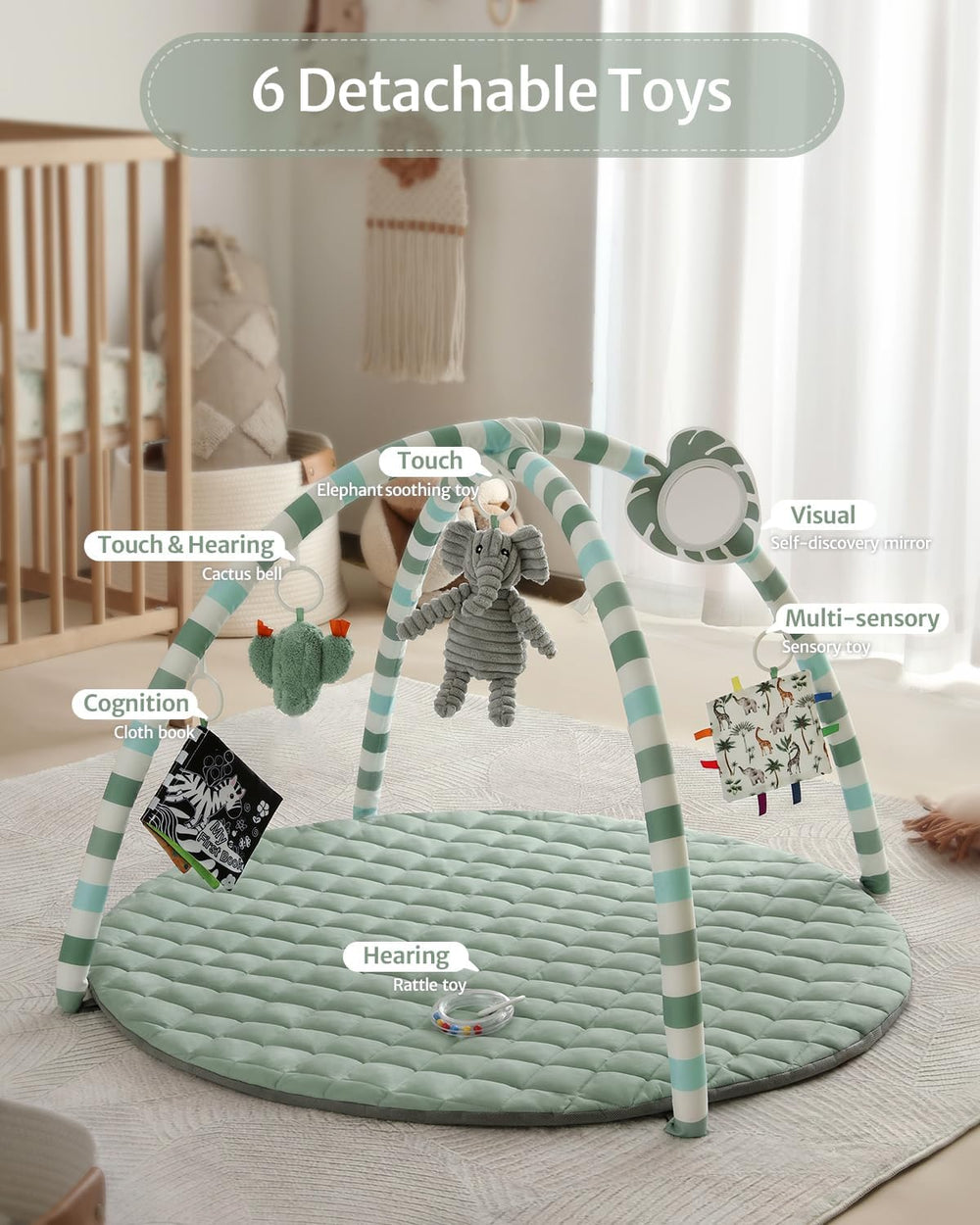 Blissful Diary Baby Play Gym Mat, 6 Toys - Close-up