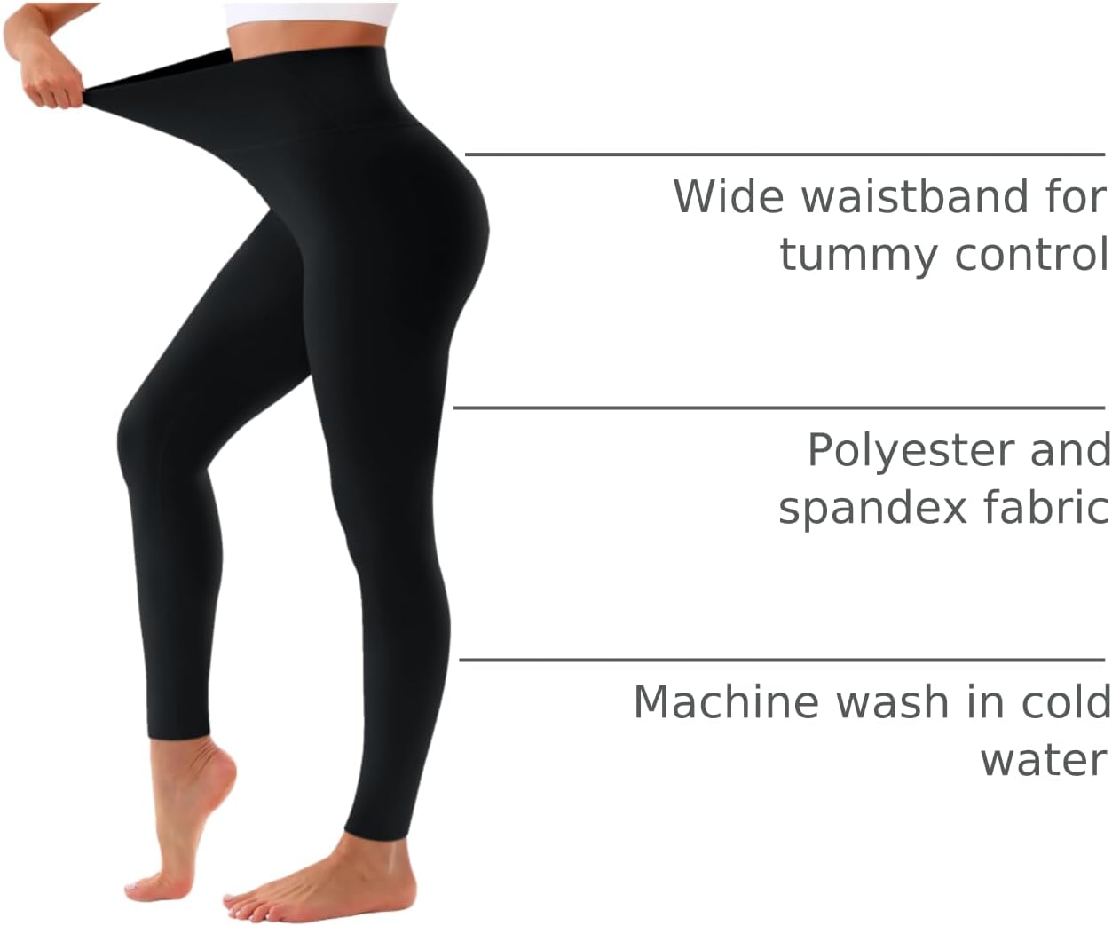 Bluemaple High Waisted Tummy Control Leggings - Alternate angle