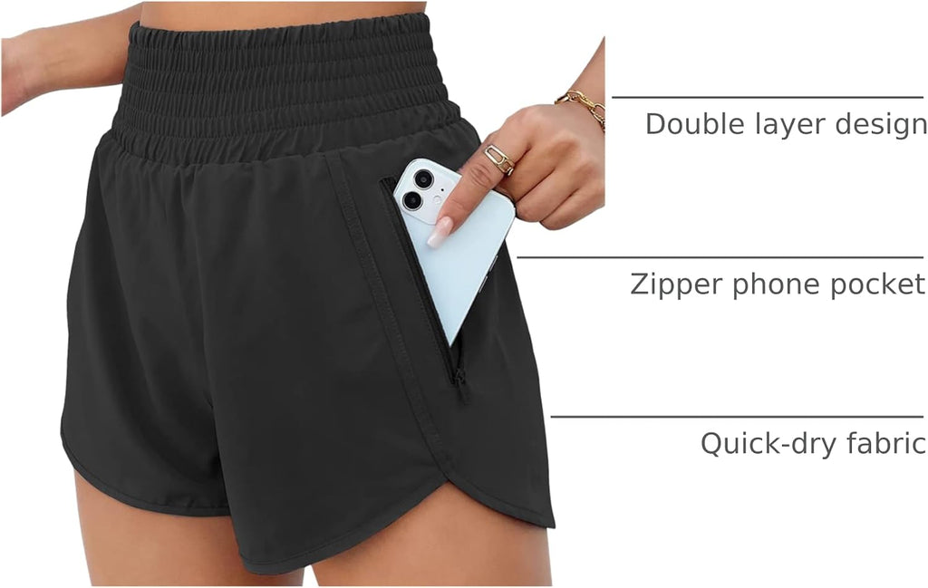 BMJL Women's High Waisted Athletic Shorts - Alternate angle