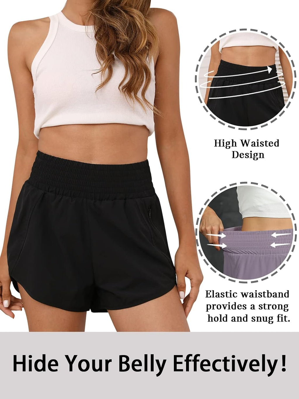 BMJL Women's High Waisted Athletic Shorts - In use