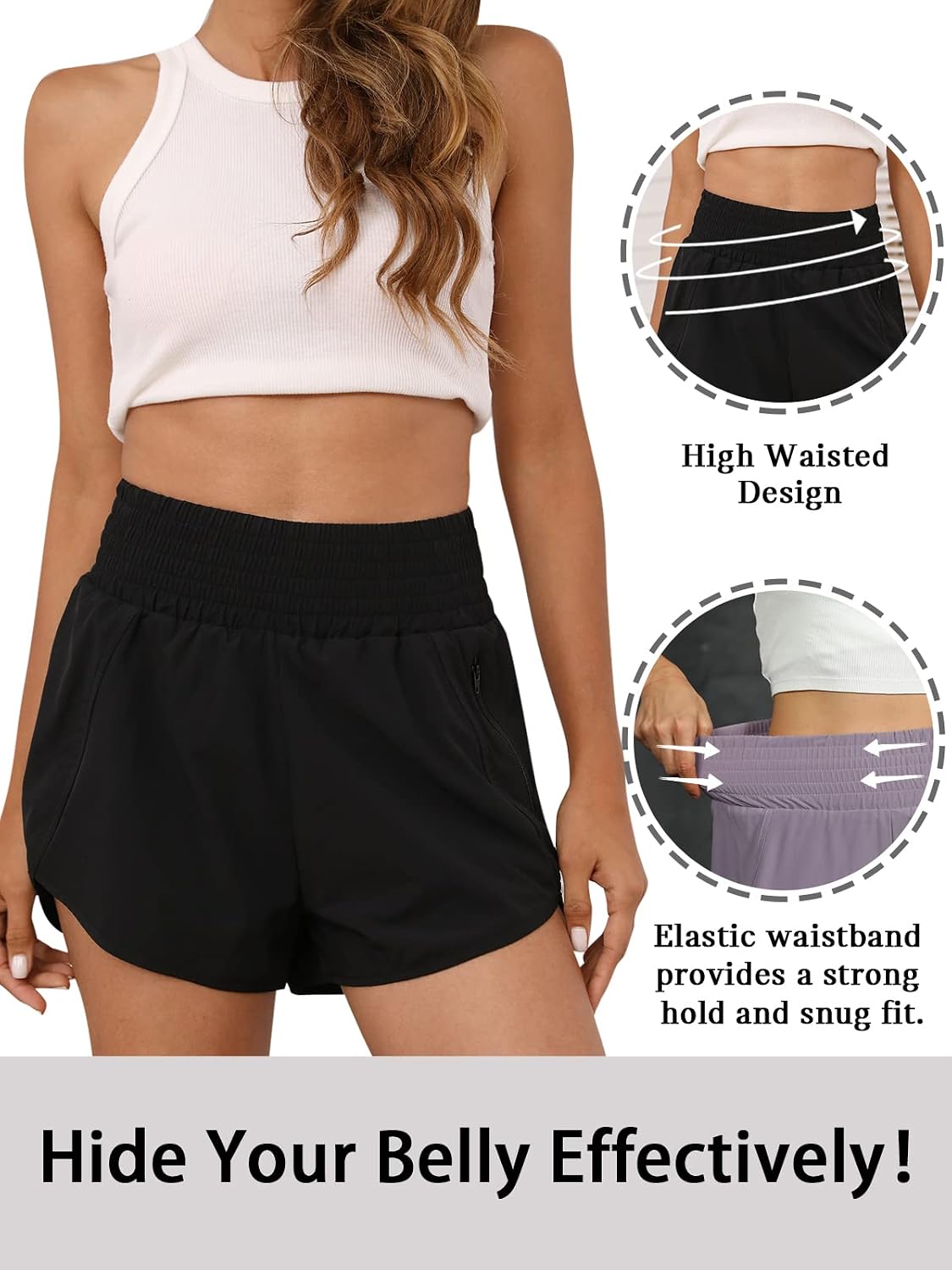 BMJL Women's High Waisted Athletic Shorts - In use