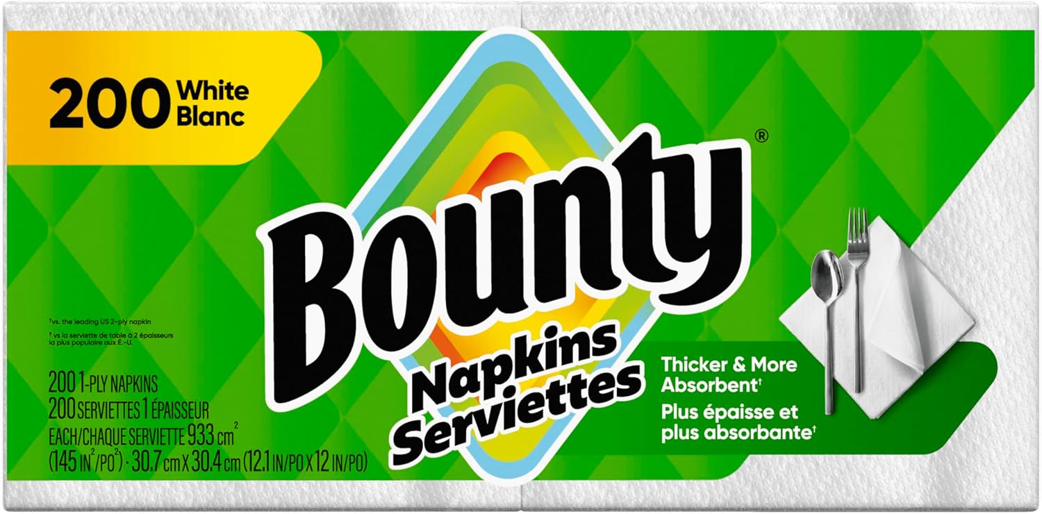 Bounty Paper Napkins White 200 Count - Close-up