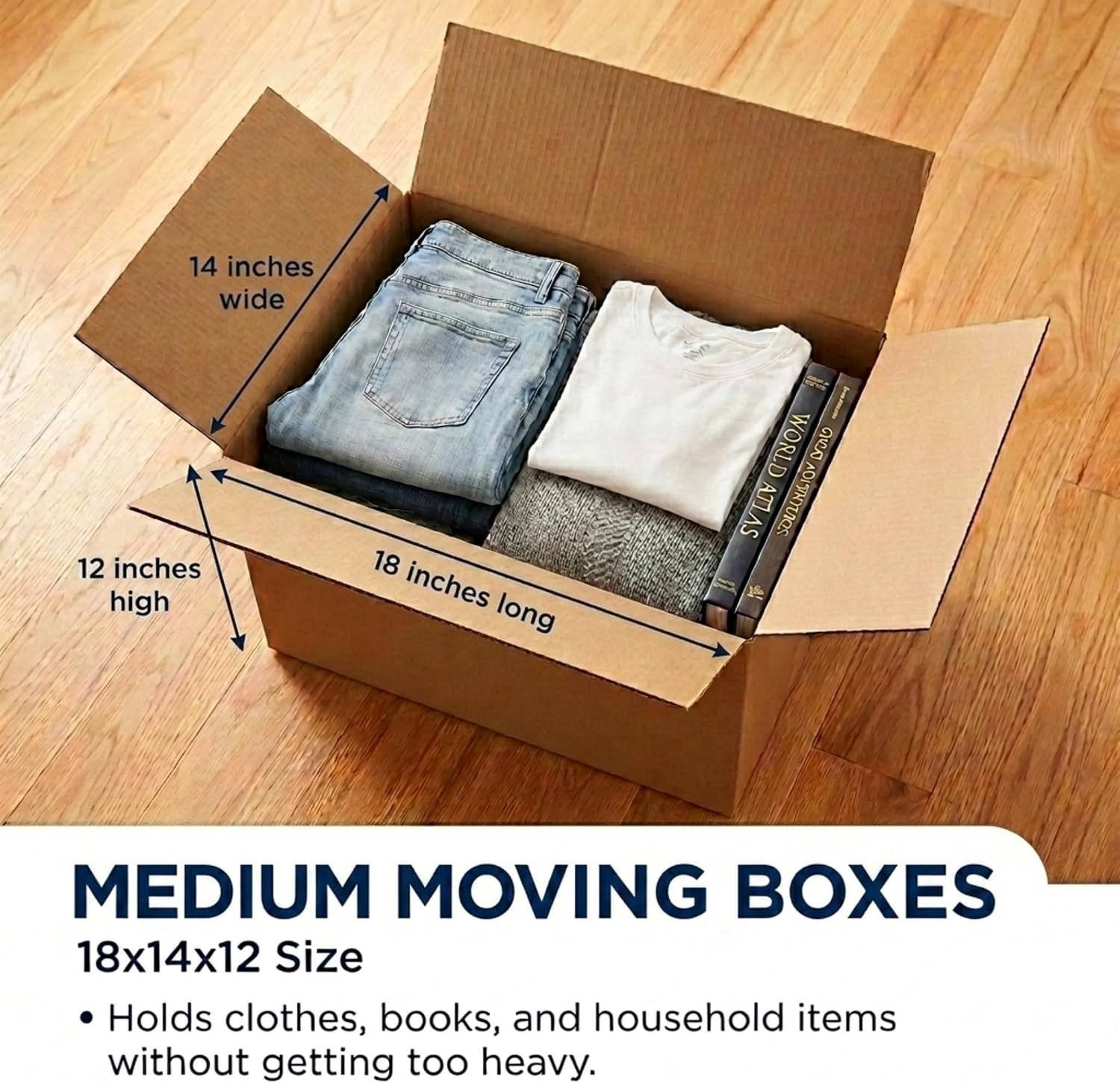 Corrugated Moving Boxes 18x14x12 10-Pack - Detail view