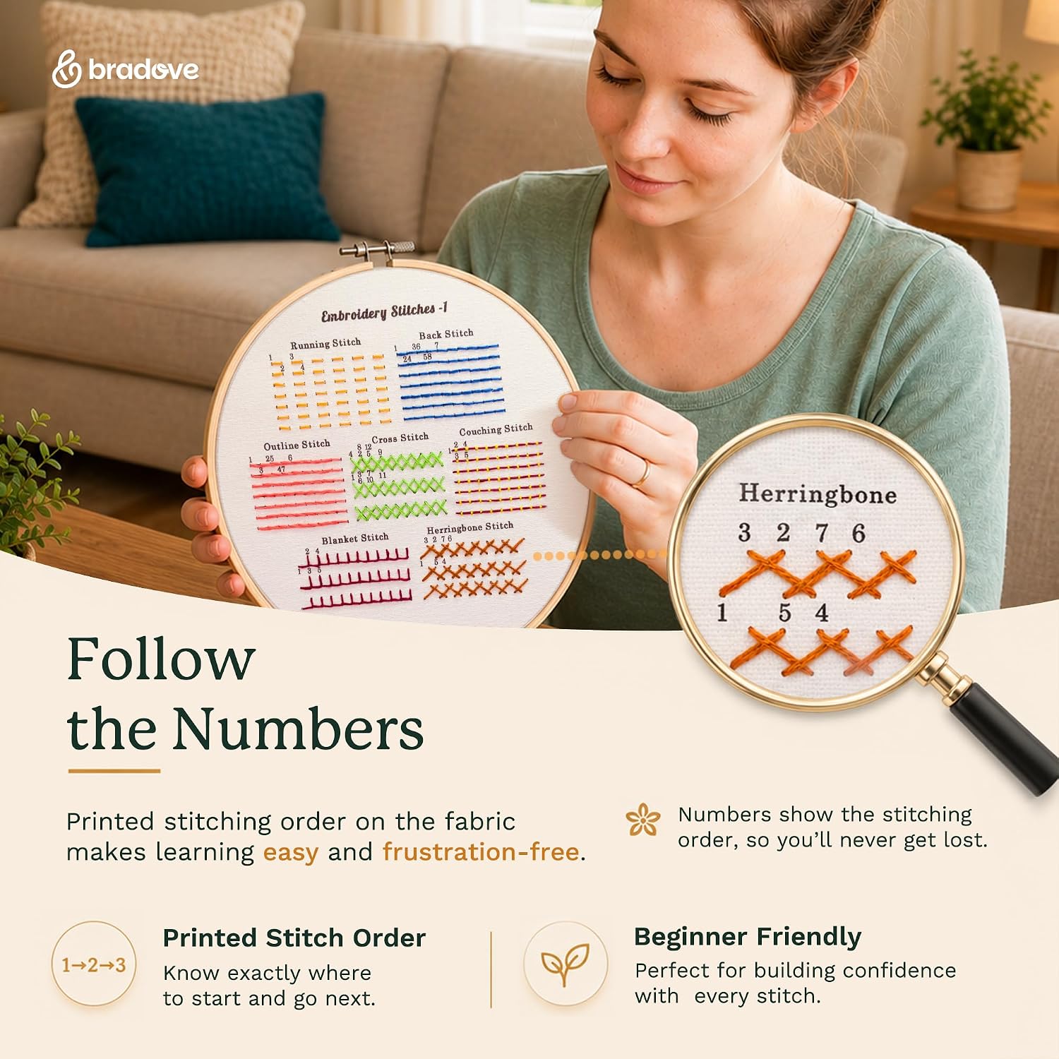 Bradove Classic Embroidery Learning Kit - Close-up