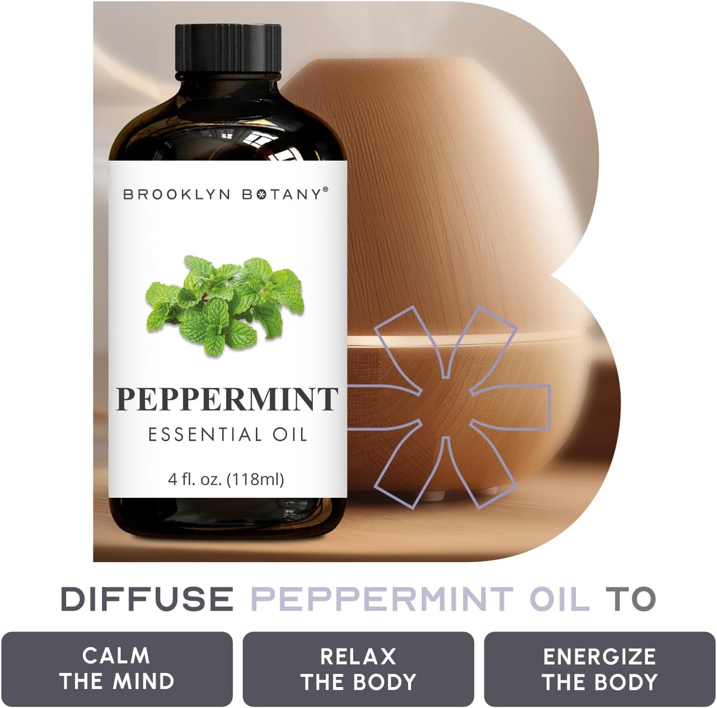 Brooklyn Botany Peppermint Essential Oil 4oz - Size reference