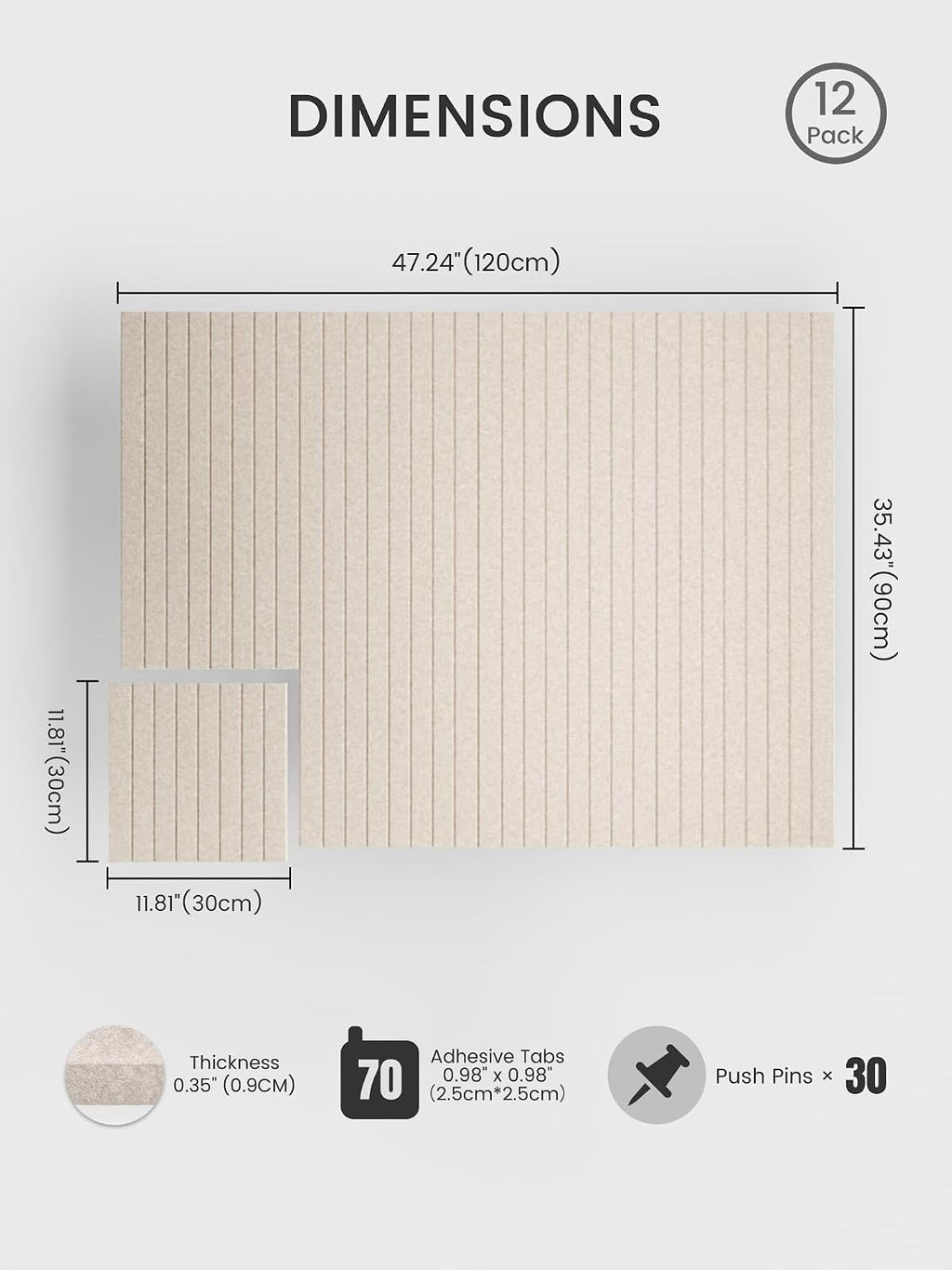 Bumusty Felt Bulletin Board Tiles 12-Pack - Alternate angle