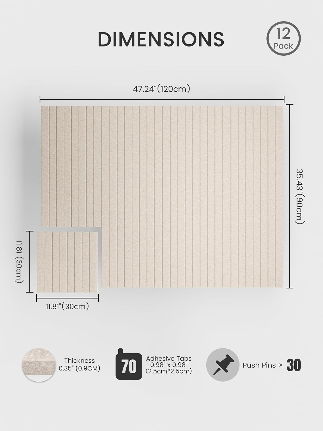 Bumusty Felt Bulletin Board Tiles 12-Pack - Alternate angle