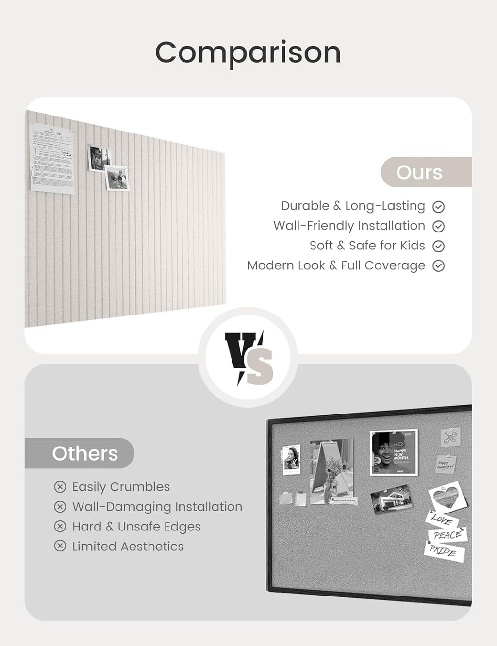 Bumusty Felt Bulletin Board Tiles 12-Pack - Feature highlight