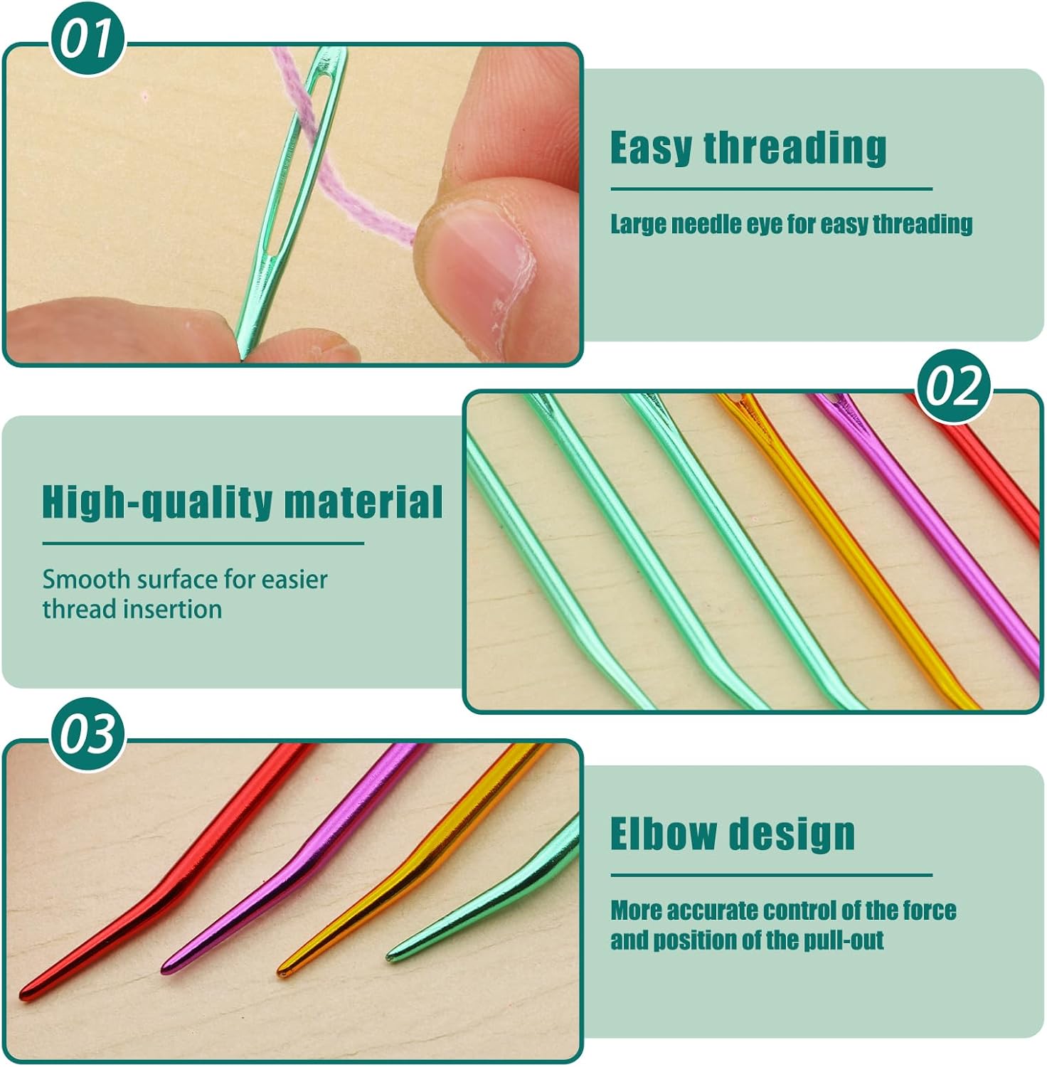 Bupete 25 Pcs Yarn Needles Set - Size reference