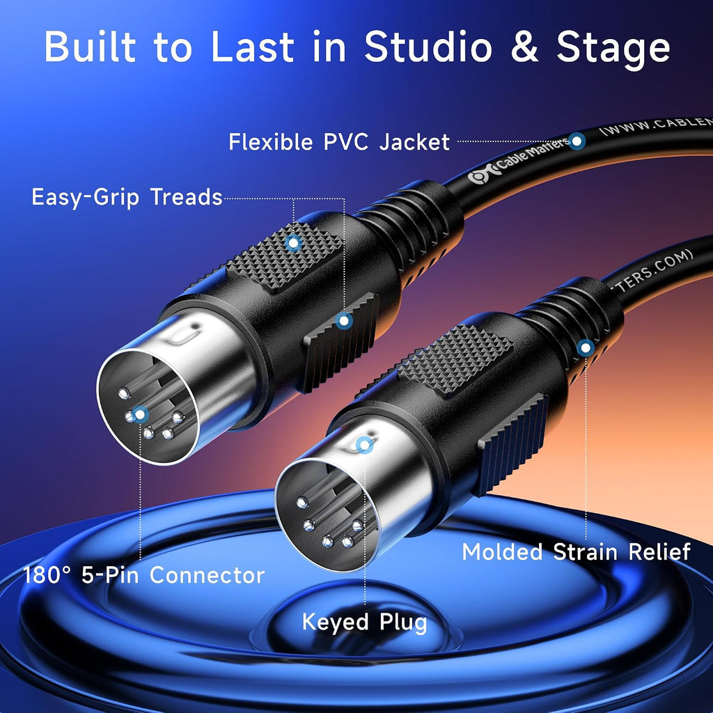 Cable Matters 5 Pin MIDI Cable 2-Pack - Size reference