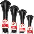 Cable Zip Ties 400 Pack, Assorted Sizes