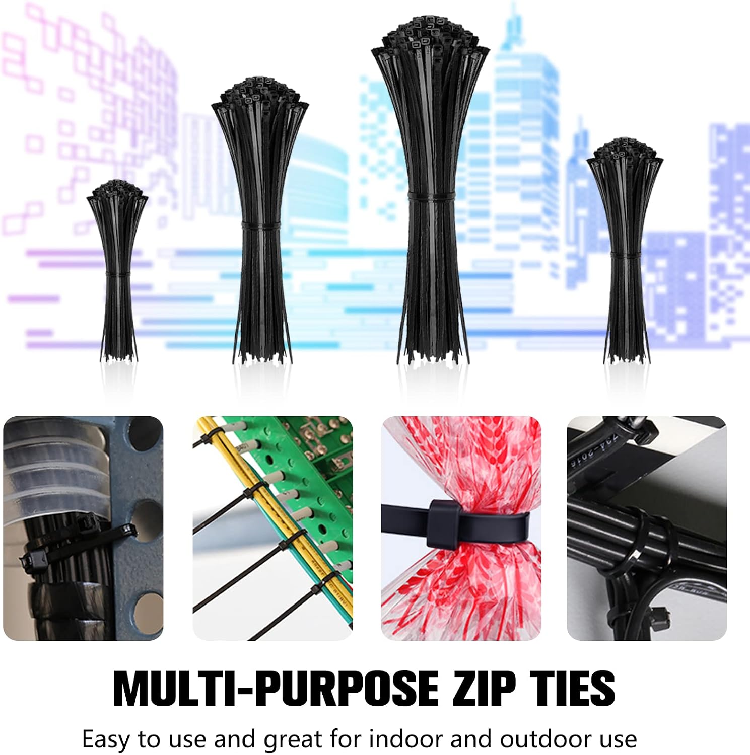 Cable Zip Ties 400 Pack, Assorted Sizes - Packaging
