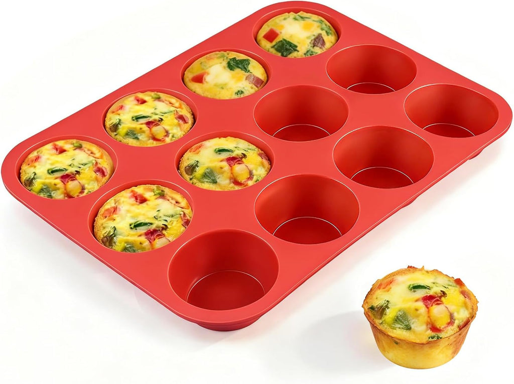CAKETIME 12 Cup Silicone Muffin Pan