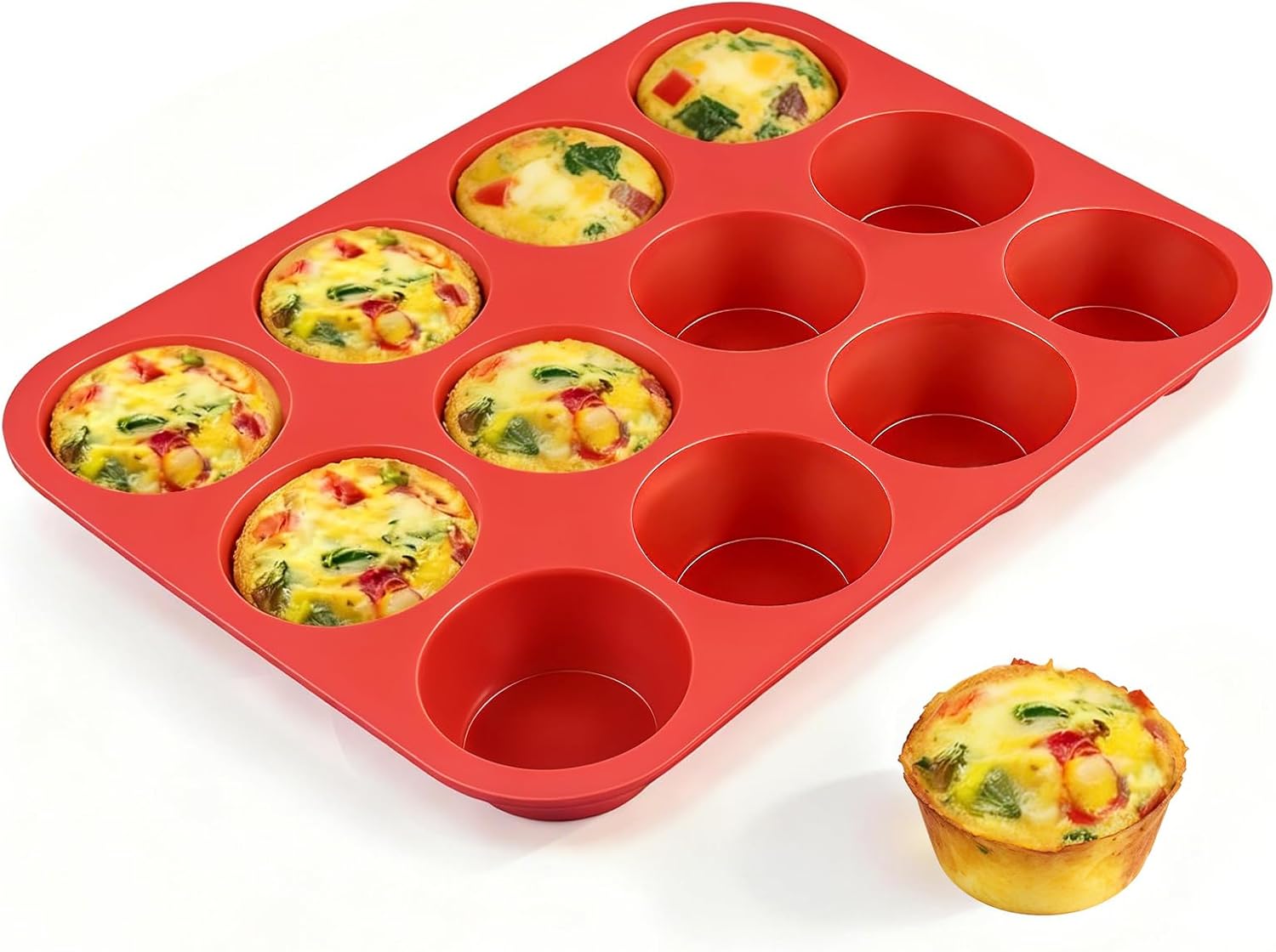 CAKETIME 12 Cup Silicone Muffin Pan