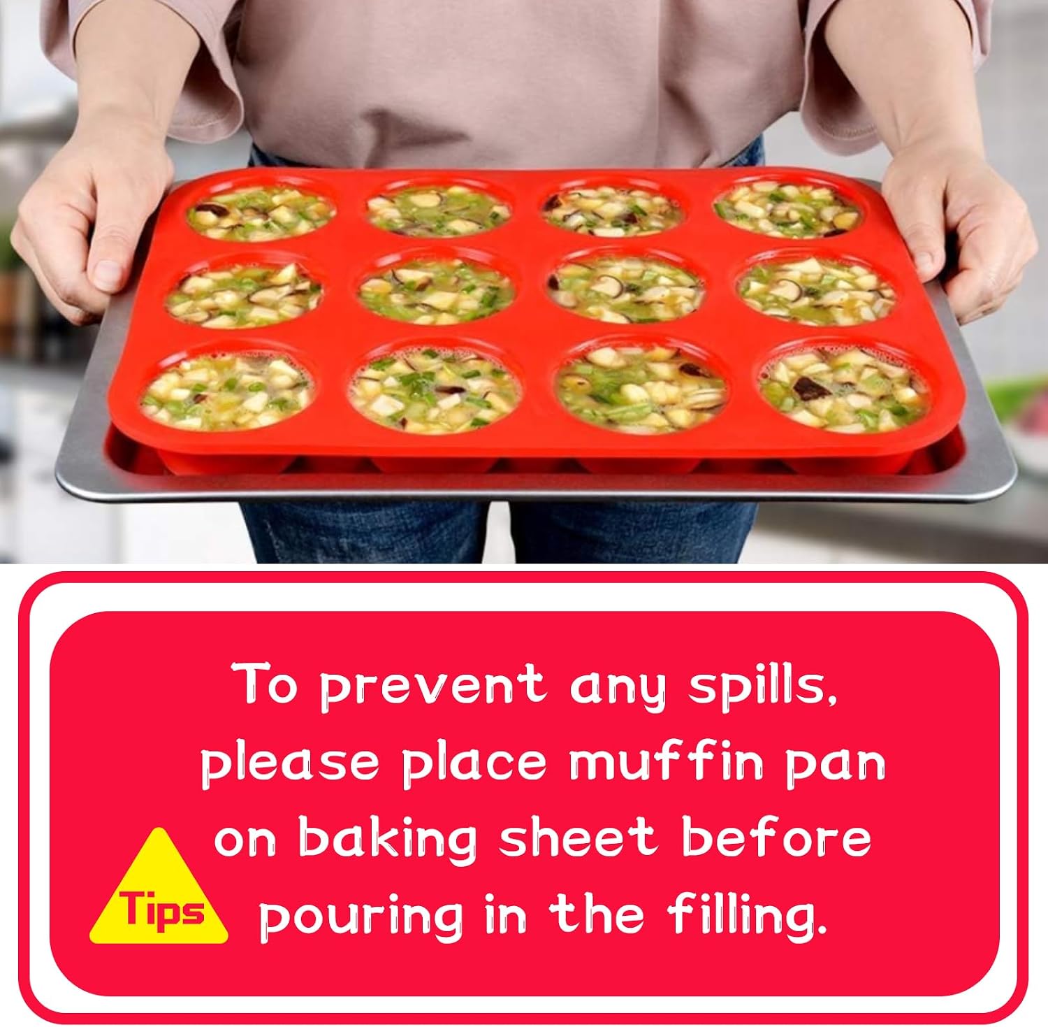 CAKETIME 12 Cup Silicone Muffin Pan - In use