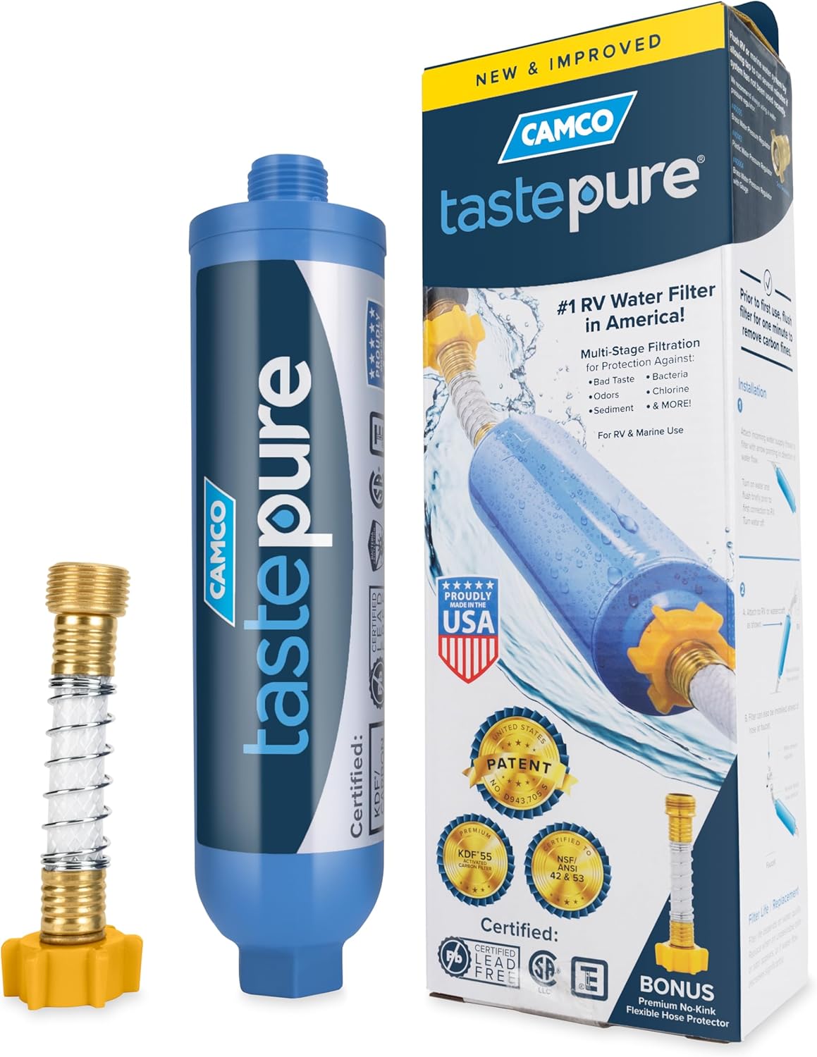 Camco Tastepure RV Water Filter, GAC and KDF