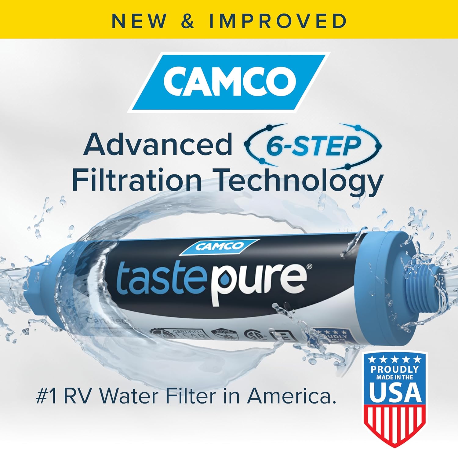 Camco Tastepure RV Water Filter, GAC and KDF - Detail view