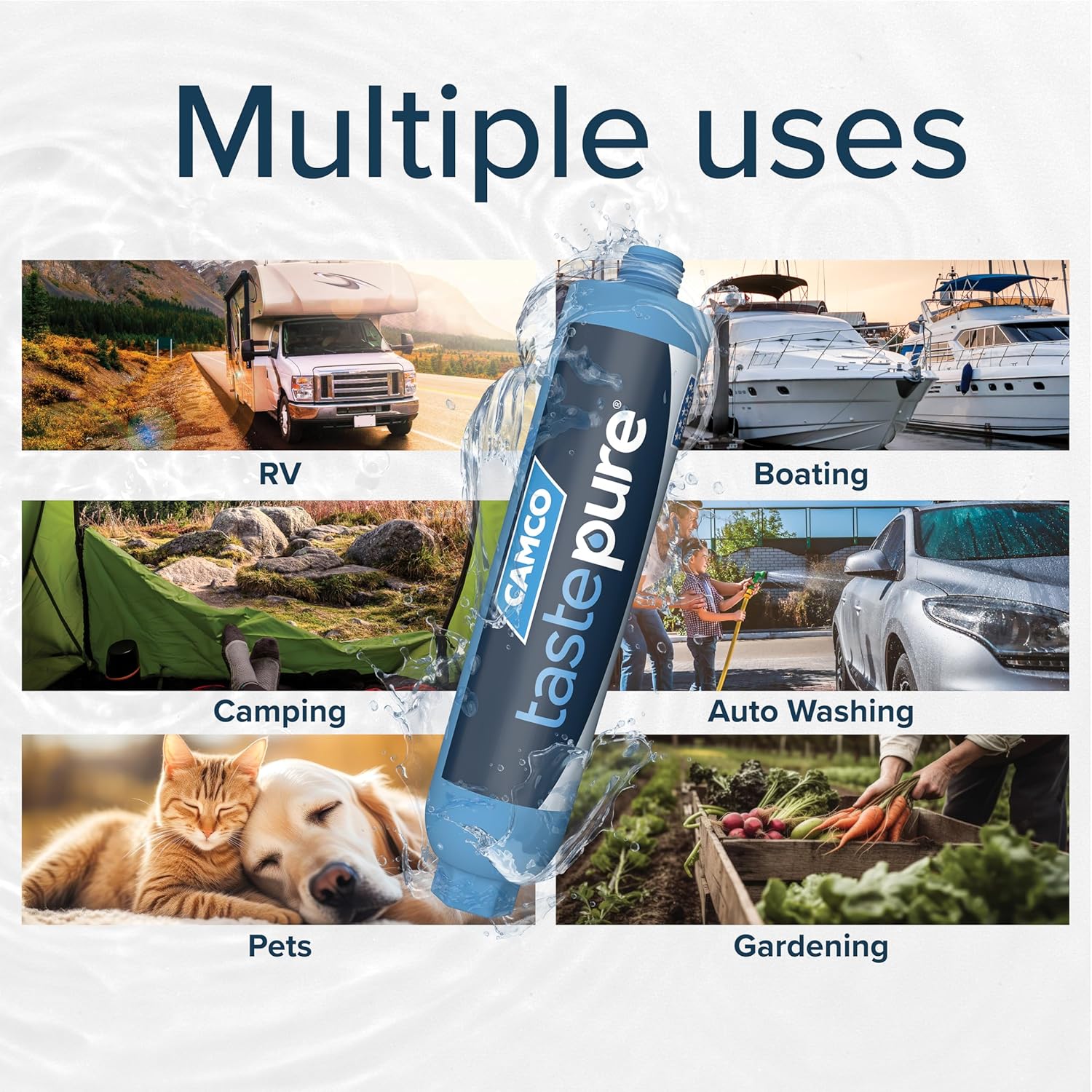 Camco Tastepure RV Water Filter, GAC and KDF - Packaging