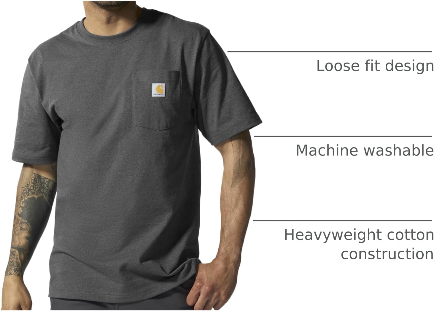 Carhartt Men's Iconic K87 Pocket T-Shirt - Alternate angle