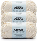 Caron All Day Cotton Yarn, 3 Pack, Cream