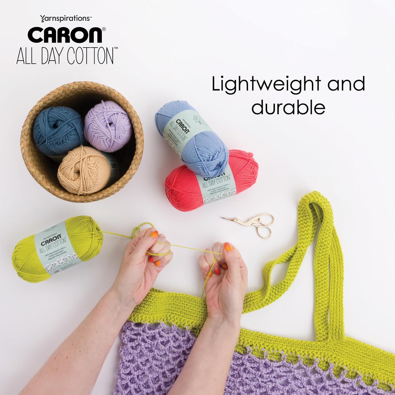 Caron All Day Cotton Yarn, 3 Pack, Cream - Alternate angle